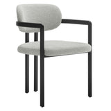 Odile Barrel Fabric and Metal Dining Chair in Black Dove Gray