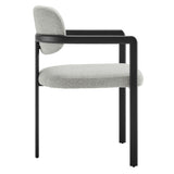 Odile Barrel Fabric and Metal Dining Chair in Black Dove Gray