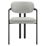 Odile Barrel Fabric and Metal Dining Chair in Black Dove Gray