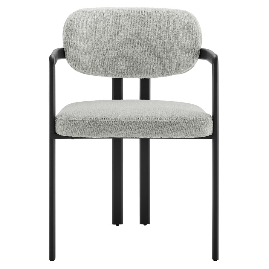 Odile Barrel Fabric and Metal Dining Chair in Black Dove Gray