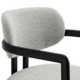 Odile Barrel Fabric and Metal Dining Chair in Black Dove Gray