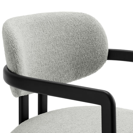 Elio Barrel Fabric and Metal Dining Chair in Black Dove Gray