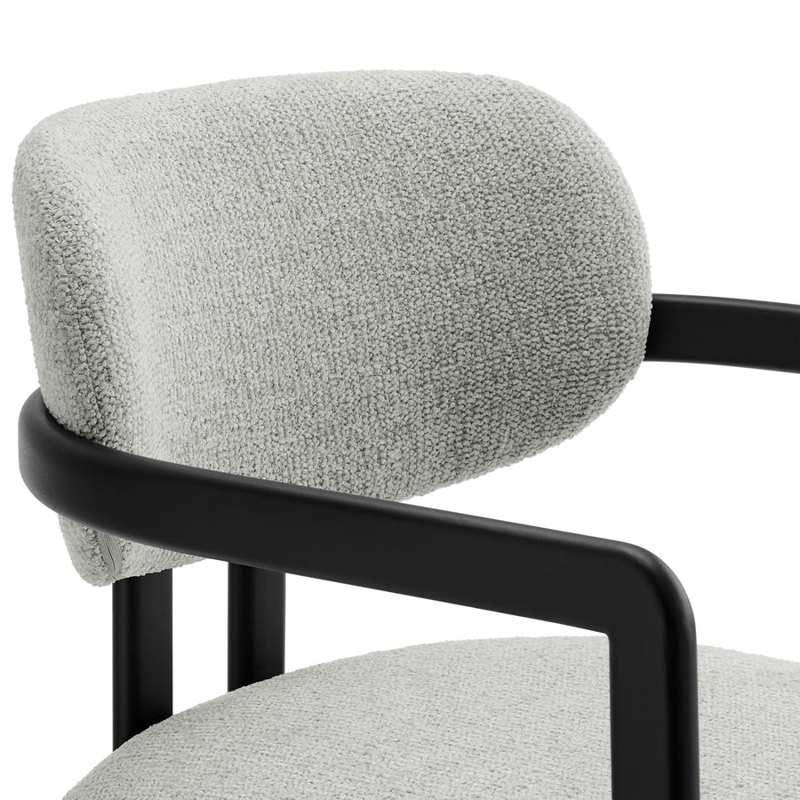 Odile Barrel Fabric and Metal Dining Chair in Black Dove Gray