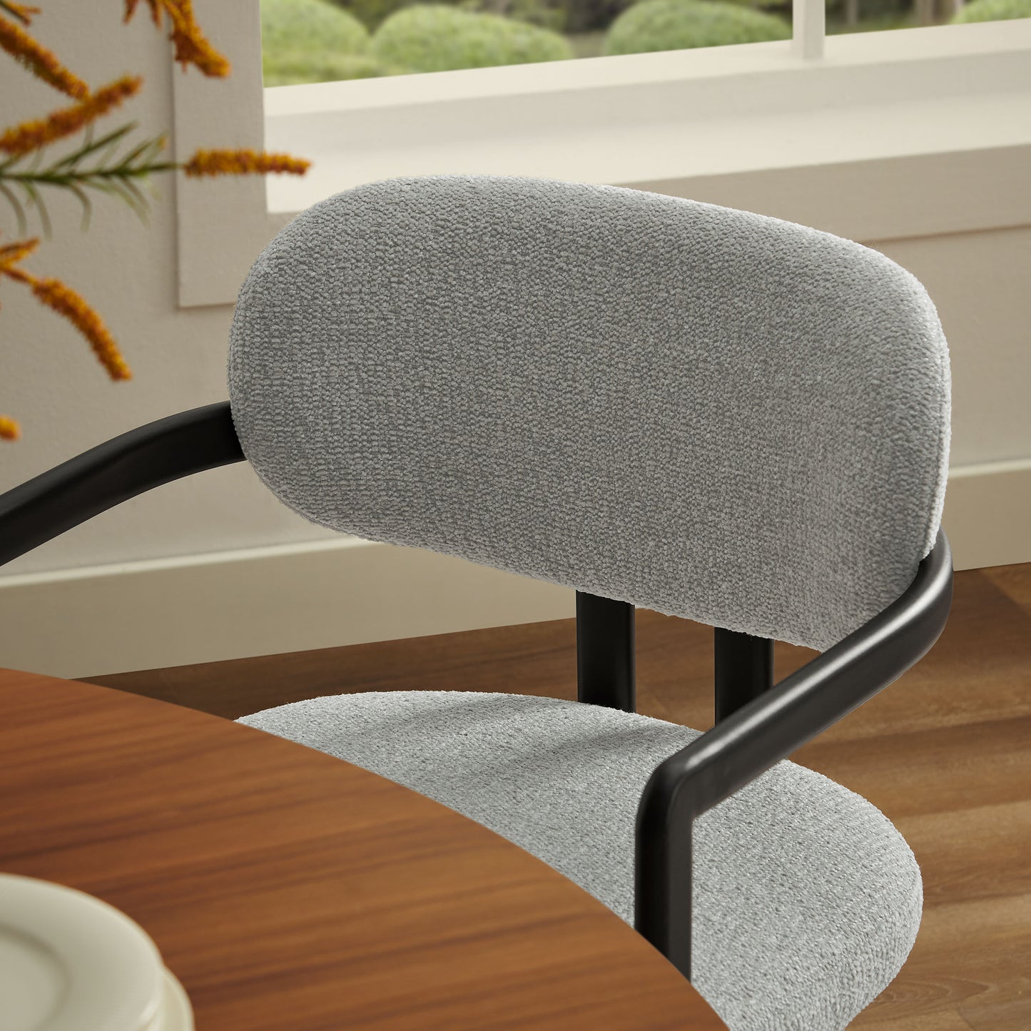 Elio Barrel Fabric and Metal Dining Chair by Furniture For America