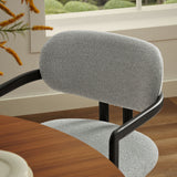 Odile Barrel Fabric and Metal Dining Chair in Black Dove Gray