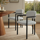 Odile Barrel Fabric and Metal Dining Chair in Black Dove Gray