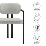 Odile Barrel Fabric and Metal Dining Chair in Black Dove Gray