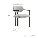Odile Barrel Fabric and Metal Dining Chair in Black Dove Gray