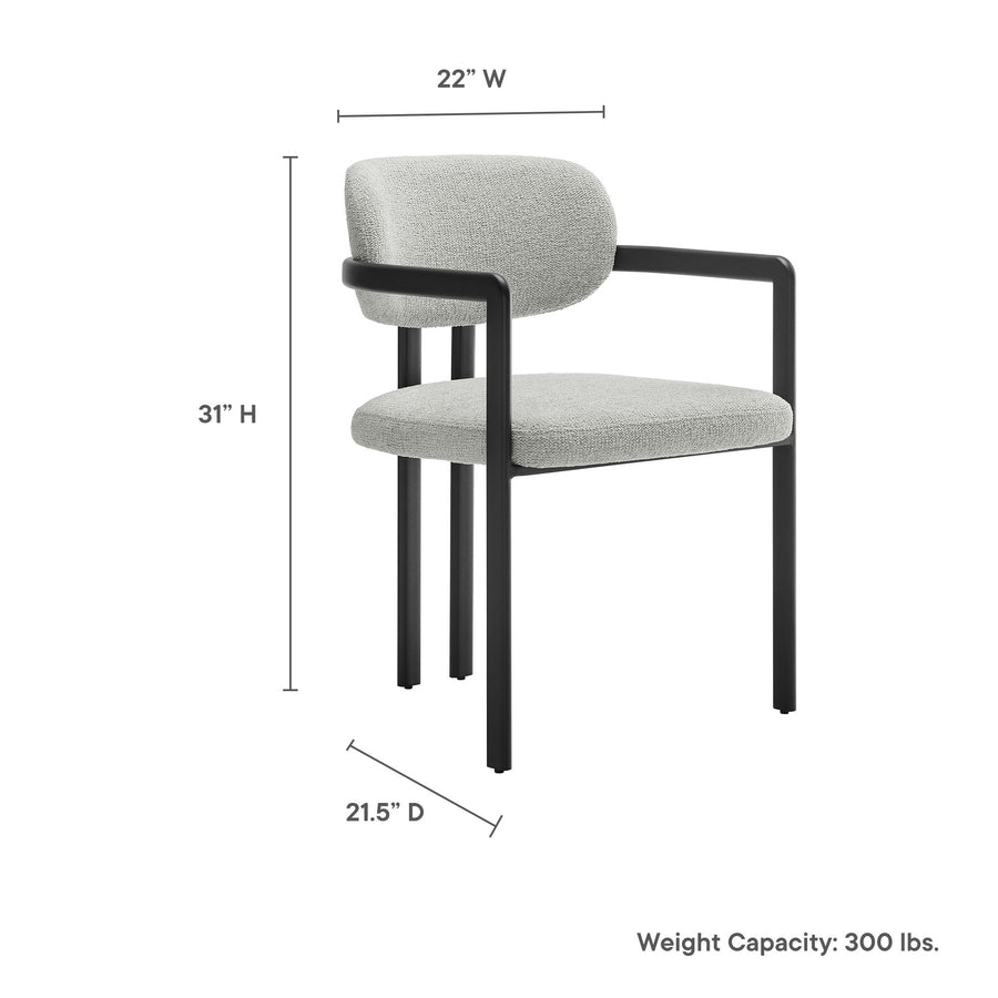 Odile Barrel Fabric and Metal Dining Chair in Black Dove Gray