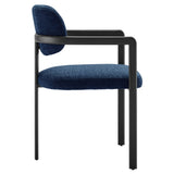 Odile Barrel Fabric and Metal Dining Chair in Black Navy