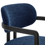 Odile Barrel Fabric and Metal Dining Chair in Black Navy