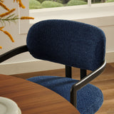 Odile Barrel Fabric and Metal Dining Chair in Black Navy