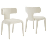 Kolding Curved Back Boucle Upholstered Dining Chair Set of 2 in Cream