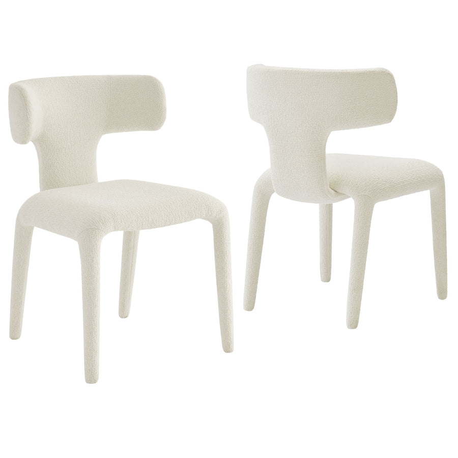 Kolding Curved Back Boucle Upholstered Dining Chair Set of 2 in Cream