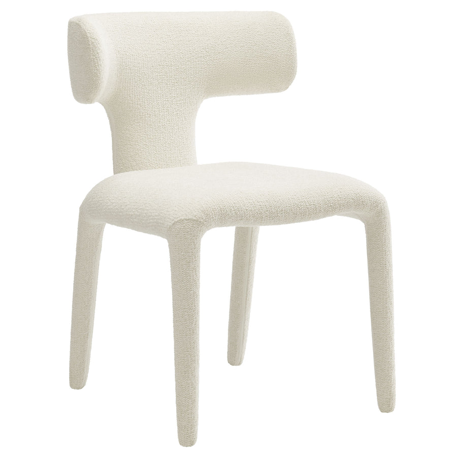 Kolding Curved Back Boucle Upholstered Dining Chair Set of 2 in Cream