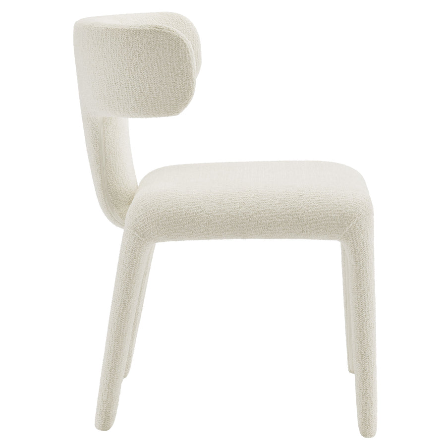 Kolding Curved Back Boucle Upholstered Dining Chair Set of 2 in Cream