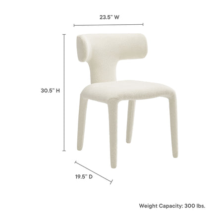 Stellan Curved Back Boucle Upholstered Dining Chair Set of 2 in Cream