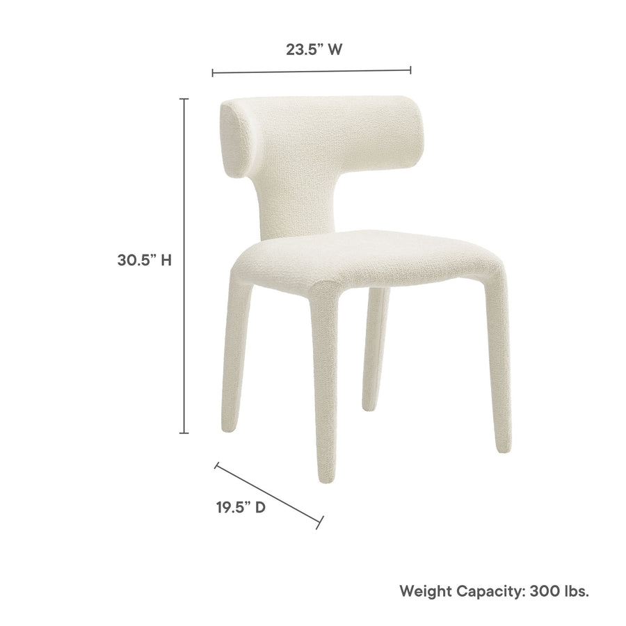 Kolding Curved Back Boucle Upholstered Dining Chair Set of 2 in Cream