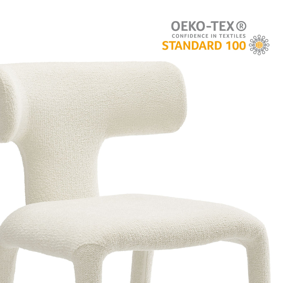 Kolding Curved Back Boucle Upholstered Dining Chair Set of 2 in Cream