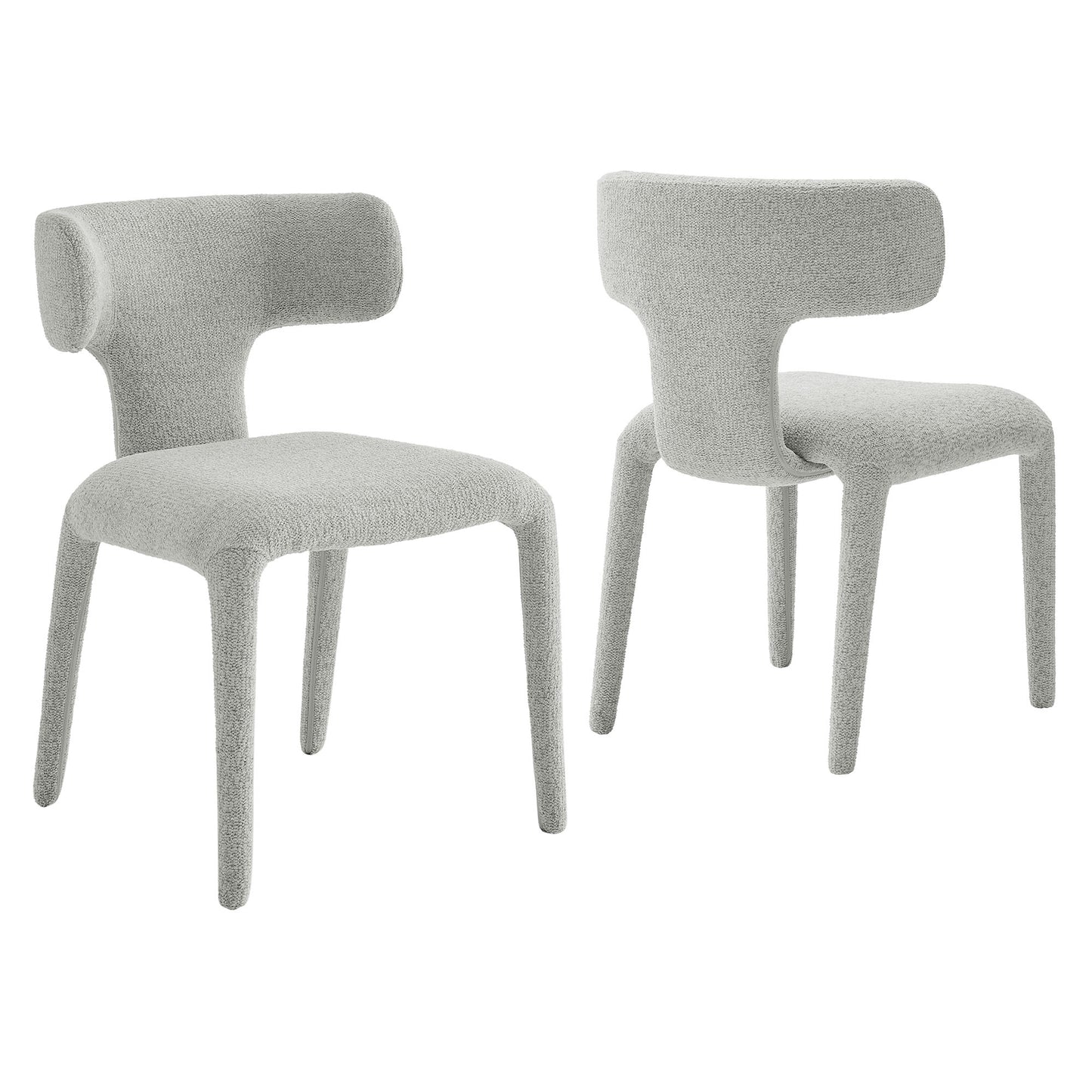 Stellan Curved Back Boucle Upholstered Dining Chair Set of 2 by Furniture for America