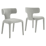 Kolding Curved Back Boucle Upholstered Dining Chair Set of 2 in Dove Gray
