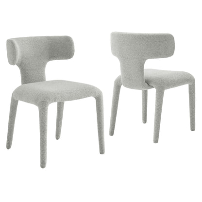 Stellan Curved Back Boucle Upholstered Dining Chair Set of 2 by Furniture for America
