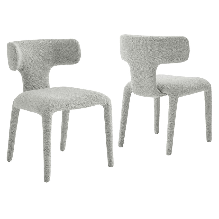 Kolding Curved Back Boucle Upholstered Dining Chair Set of 2 in Dove Gray