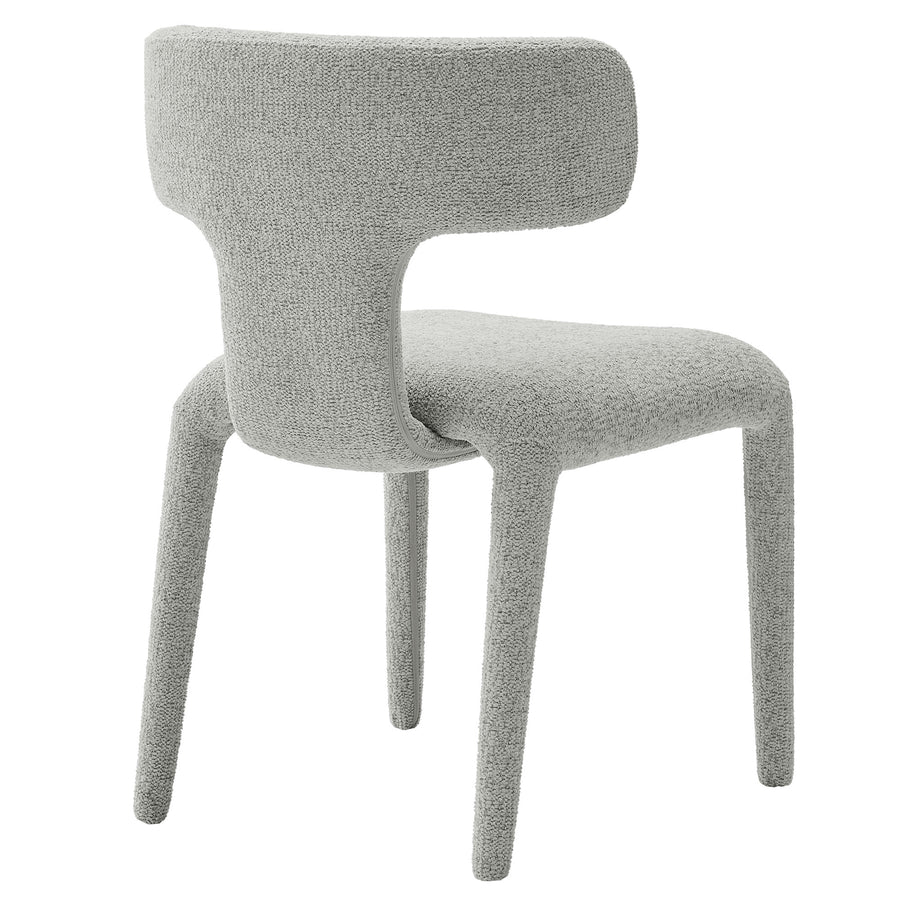 Kolding Curved Back Boucle Upholstered Dining Chair Set of 2 in Dove Gray