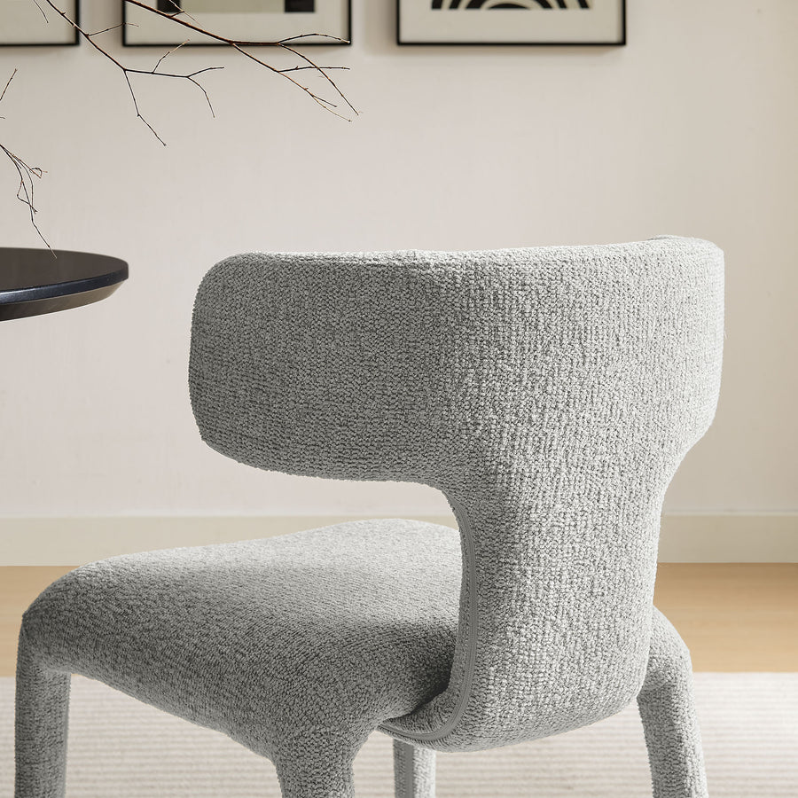 Kolding Curved Back Boucle Upholstered Dining Chair Set of 2 in Dove Gray