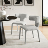 Kolding Curved Back Boucle Upholstered Dining Chair Set of 2 in Dove Gray