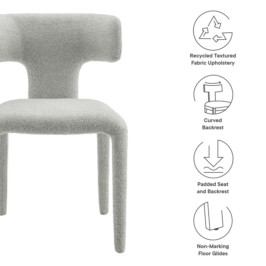 Kolding Curved Back Boucle Upholstered Dining Chair Set of 2 in Dove Gray
