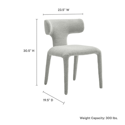 Stellan Curved Back Boucle Upholstered Dining Chair Set of 2 in Dove Gray