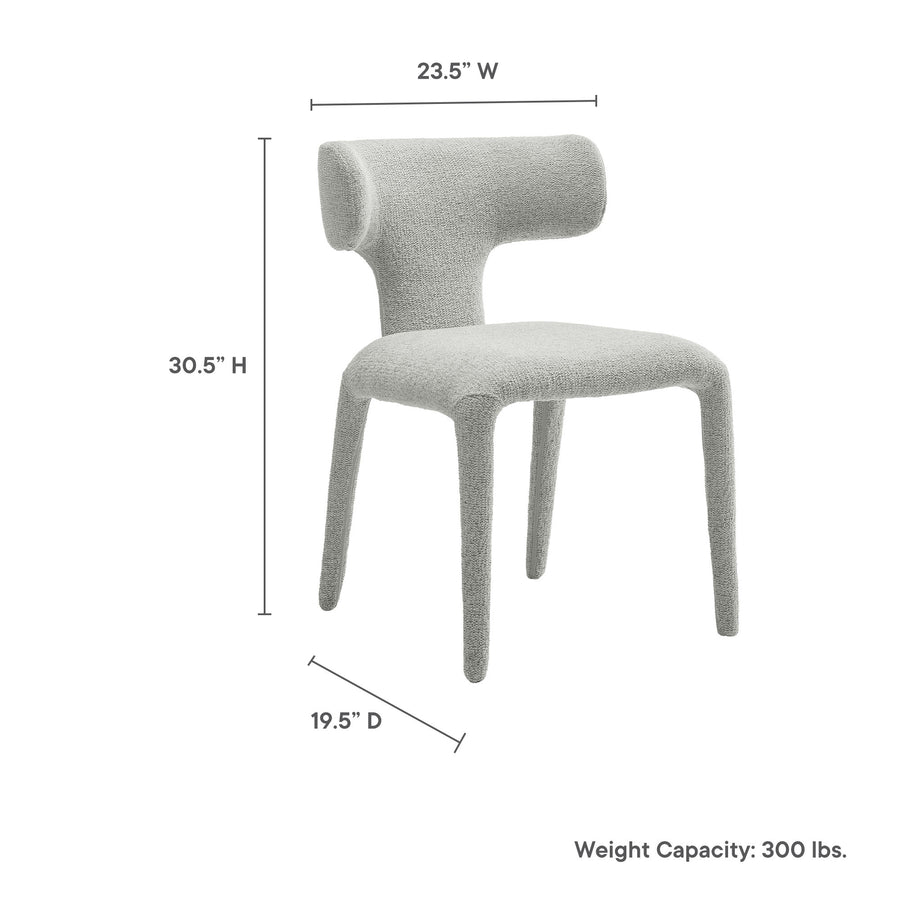 Kolding Curved Back Boucle Upholstered Dining Chair Set of 2 in Dove Gray