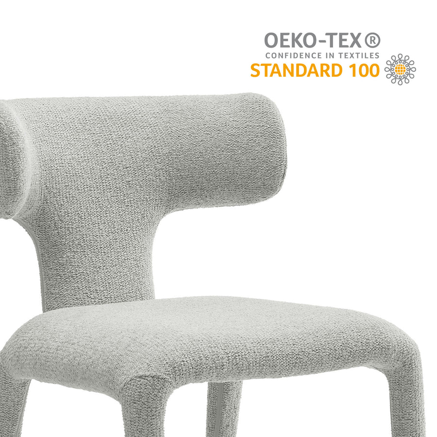 Kolding Curved Back Boucle Upholstered Dining Chair Set of 2 in Dove Gray