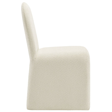Junia Boucle Upholstered Arch Armless Dining Chair in Cream