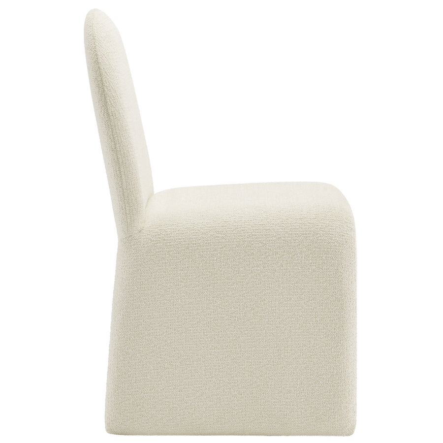 Cordoba Boucle Upholstered Arch Armless Dining Chair in Cream