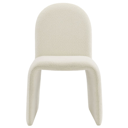Junia Boucle Upholstered Arch Armless Dining Chair in Cream