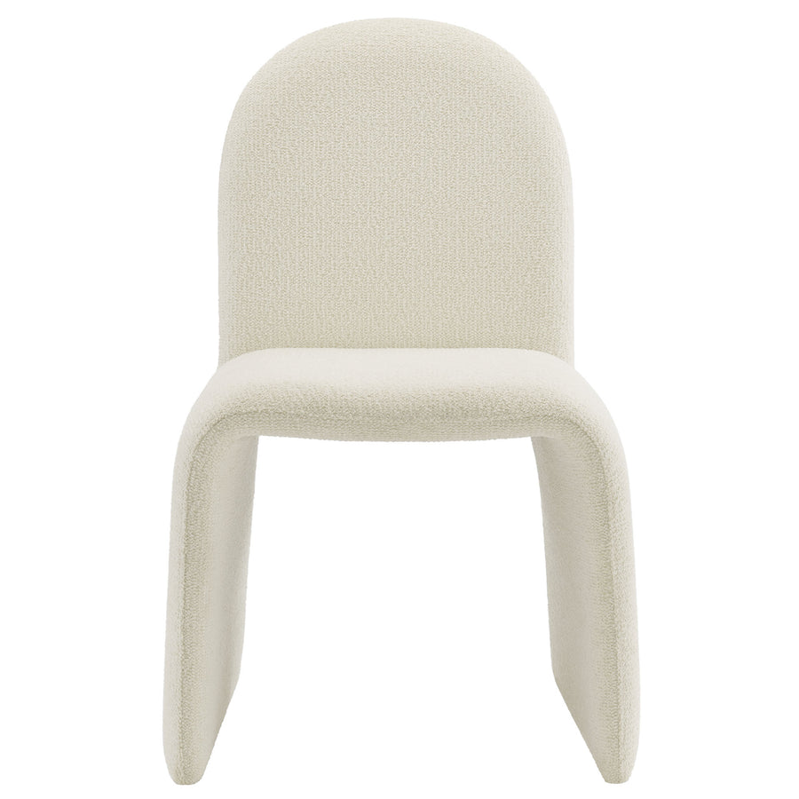 Cordoba Boucle Upholstered Arch Armless Dining Chair in Cream