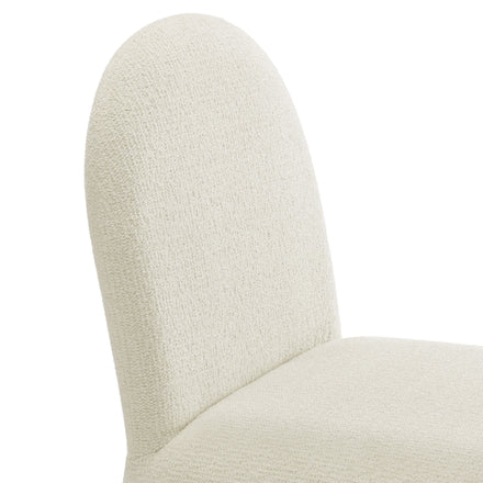 Junia Boucle Upholstered Arch Armless Dining Chair in Cream