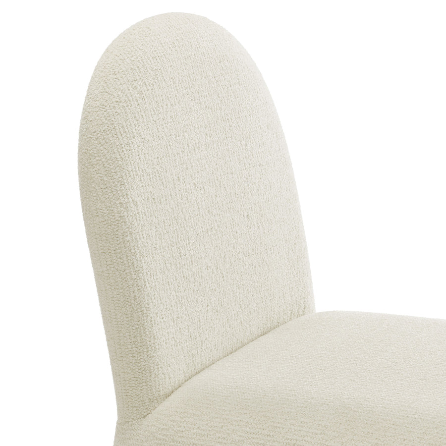 Cordoba Boucle Upholstered Arch Armless Dining Chair in Cream
