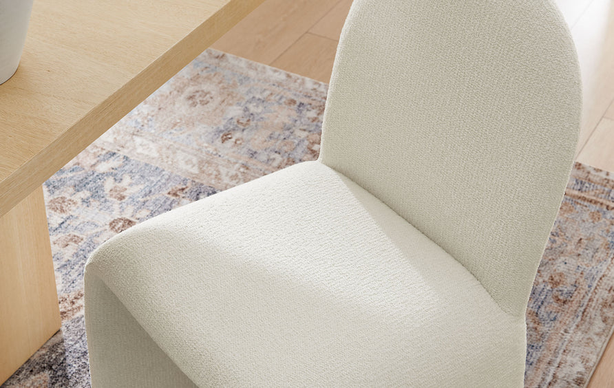 Cordoba Boucle Upholstered Arch Armless Dining Chair in Cream