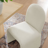 Cordoba Boucle Upholstered Arch Armless Dining Chair in Cream