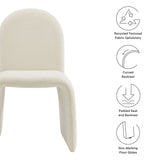 Cordoba Boucle Upholstered Arch Armless Dining Chair in Cream