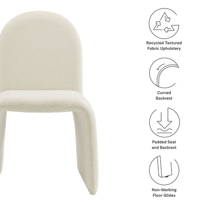 Junia Boucle Upholstered Arch Armless Dining Chair by Furniture For America