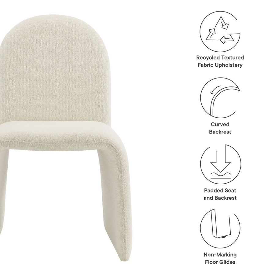 Cordoba Boucle Upholstered Arch Armless Dining Chair in Cream