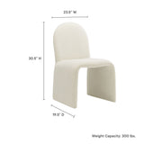 Cordoba Boucle Upholstered Arch Armless Dining Chair in Cream
