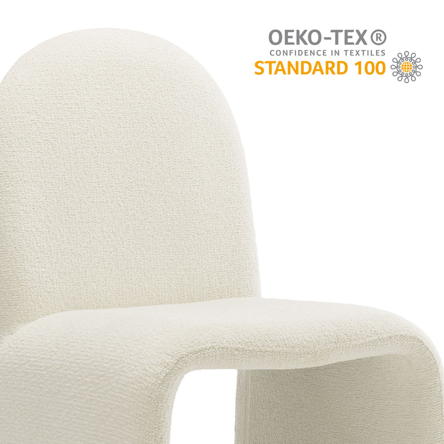 Cordoba Boucle Upholstered Arch Armless Dining Chair in Cream