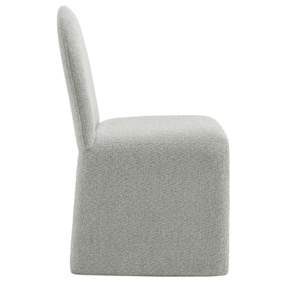 Junia Boucle Upholstered Arch Armless Dining Chair by Furniture For America