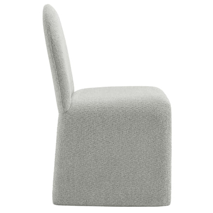 Junia Boucle Upholstered Arch Armless Dining Chair in Dove Gray