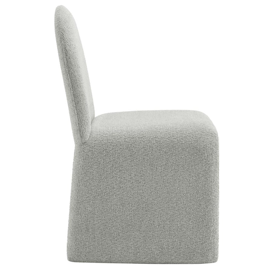 Cordoba Boucle Upholstered Arch Armless Dining Chair in Dove Gray